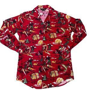 Vintage Men's Med Flannel Sportsman Fisherman lumberjack wilderness cabin AOP